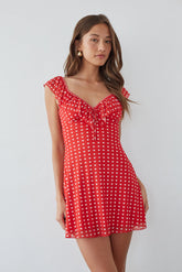 Enid Ruffle Sweetheart Heart Mini Dress