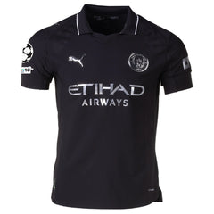 Puma Manchester City Authentic Erling Haaland Away Jersey w/ Champions League Patches 25/26 (Puma Black)