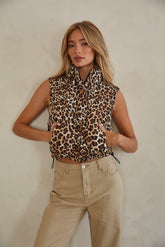 Juvia Leopard Print Puffer Vest