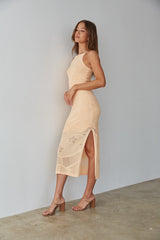 Keilani High Neck Open Knit Midi Dress
