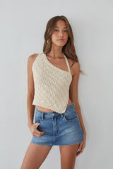 Rosella Asymmetrical Open Back Crochet Top