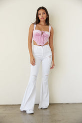 Niles Distressed Flare Jeans in White