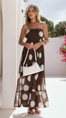 Melinda Maxi Dress - Chocolate / Cream Spot