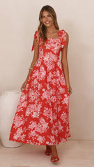 Haisley Maxi Dress - Red Floral