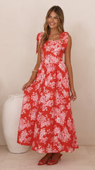 Haisley Maxi Dress - Red Floral