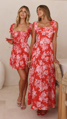 Kori Mini Dress - Red Floral
