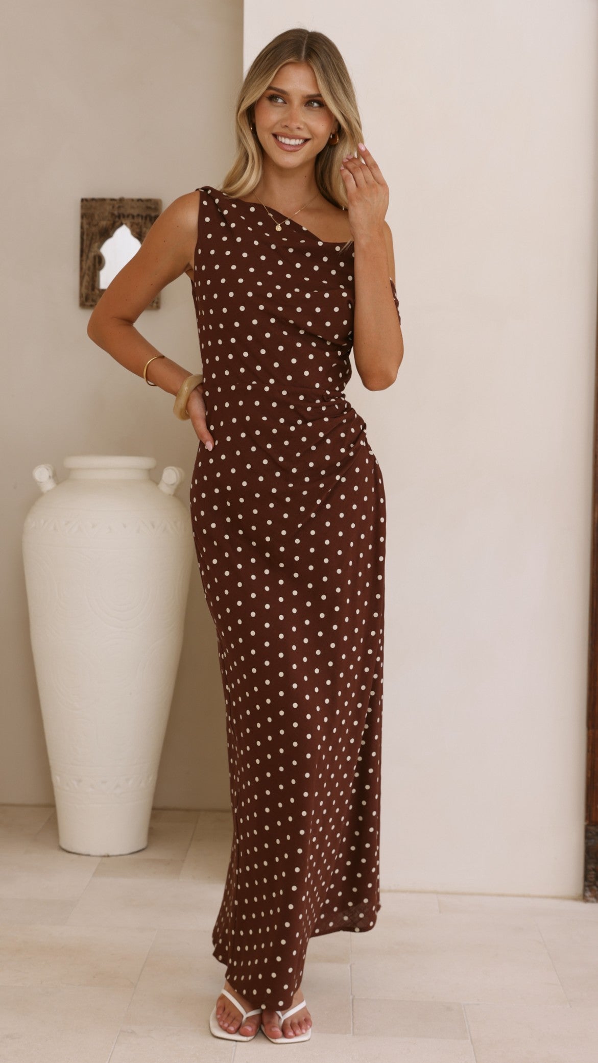 Gigi Maxi Dress - Chocolate/Nude Spot