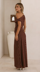 Gigi Maxi Dress - Chocolate/Nude Spot