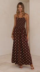 Gena Maxi Dress - Chocolate Polka