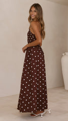 Gena Maxi Dress - Chocolate Polka