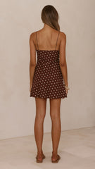 Halina Mini Dress - Chocolate/Nude Spot