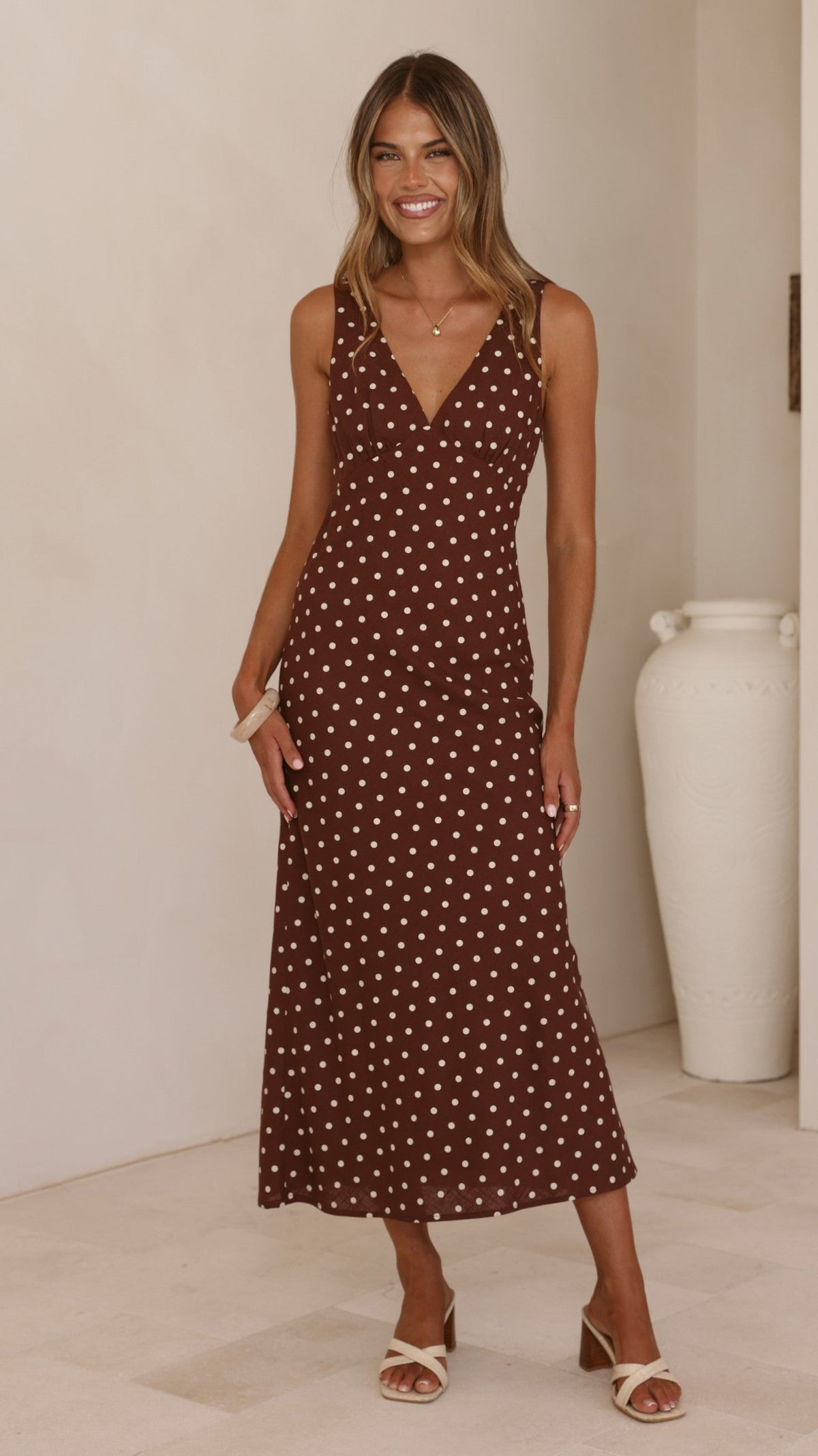 Sammie Maxi Dress - Chocolate/Nude Spot
