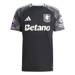 adidas Rogers Men's Aston Villa 25/26 Away Jersey w/ EPL + NRFR Patches (Black/Global Blue)