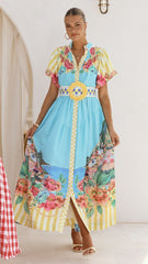 Bloom Maxi Dress - Positano Blue