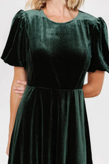 Nita Velvet Midi Dress | Deep Green