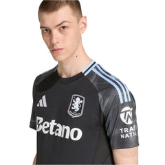 adidas Rogers Men's Aston Villa 25/26 Away Jersey w/ EPL + NRFR Patches (Black/Global Blue)