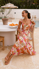 Calais Maxi Dress - Orange Floral