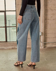 Just Lovers Heart Print Rigid Straight Leg Jeans