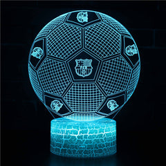 Football Club Logo Ball 3D Illusion LED Lamp – Multiple Variants
