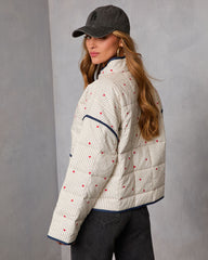 Warm Hearts Quilted Heart Print Jacket