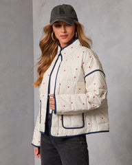 Warm Hearts Quilted Heart Print Jacket