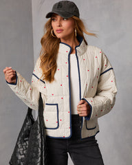 Warm Hearts Quilted Heart Print Jacket