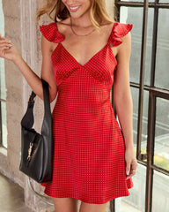 Avey Satin Polka Dot Mini Dress