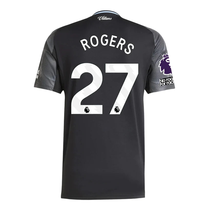 adidas Rogers Men's Aston Villa 25/26 Away Jersey w/ EPL + NRFR Patches (Black/Global Blue)