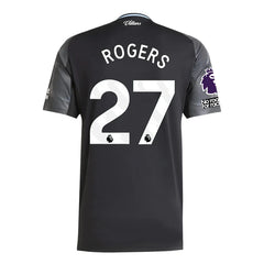 adidas Rogers Men's Aston Villa 25/26 Away Jersey w/ EPL + NRFR Patches (Black/Global Blue)