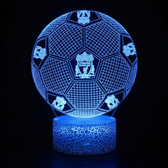 Football Team Logo Ball 3D Illusion LED Lamp – Multiple Variants
