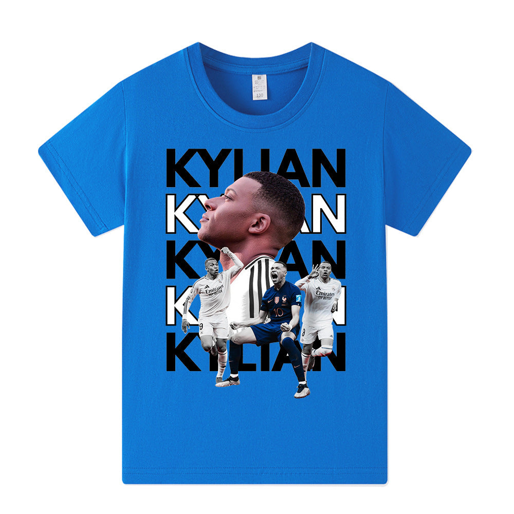 Kids’ Kylian Mbappe Football Design T-Shirt – Multiple Variants
