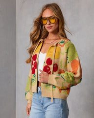 Fresh Picks Graphic Front Tie Sweater