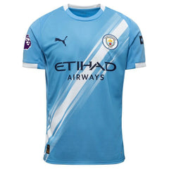 Puma Erling Haaland Manchester City Home Jersey 25/26 w/ EPL + Sponsor Patch (Team Light Blue/Puma White)