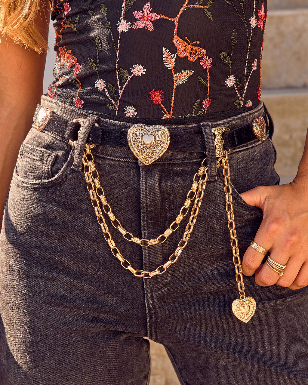 Easy Lover Heart Chain Detail Belt