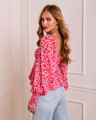 Heart Reservation Printed Bust Tie Top