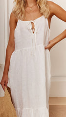 Avalia Linen Maxi Dress - White
