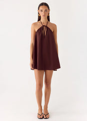 Soft Breeze Mini Dress - Chocolate