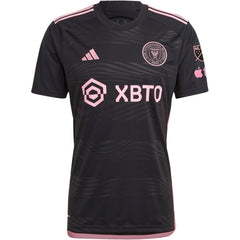 adidas Men's Inter Miami CF Lionel Messi Away Jersey W/ MLS + Apple TV Patches 23/24 (Black)