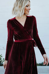 Jada Ribbed Velvet Wrap Dress | Mulberry
