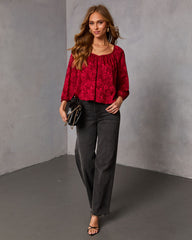 Cool Bloom Floral Jacquard Blouse