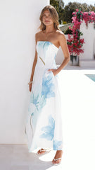 Lila Strapless Maxi Dress - Wildflower Blue