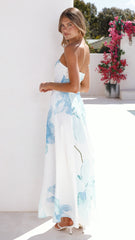 Lila Strapless Maxi Dress - Wildflower Blue