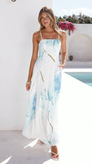Lila Strapless Maxi Dress - Wildflower Blue