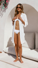Vesper  Button Down Beach Cover Up  - White