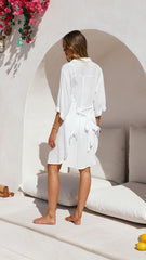 Vesper  Button Down Beach Cover Up  - White