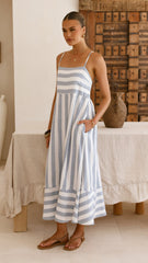 Baylee Midi Dress - Blue Stripe