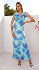 Nikova Maxi Dress - Blue Floral