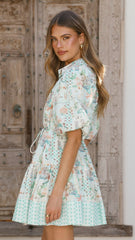 Nalita Mini Dress - Blue Print