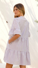 Tarnie Mini Dress - Brown Stripe