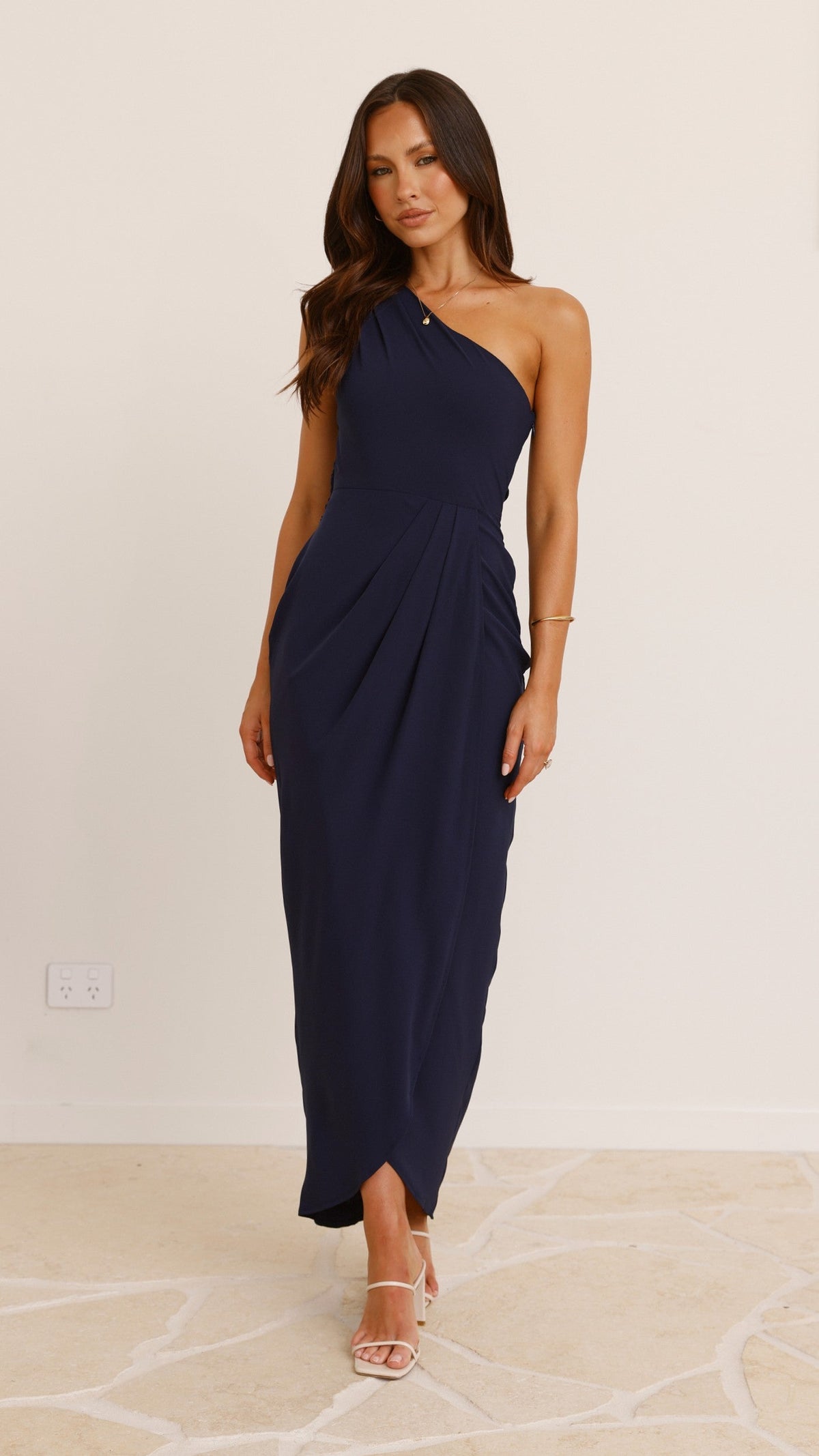Clara One Shoulder Maxi Dress - Navy